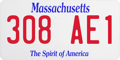 MA license plate 308AE1