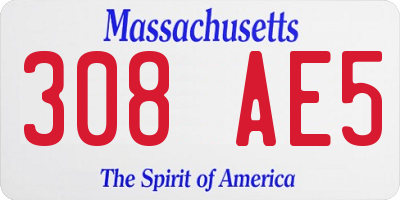 MA license plate 308AE5
