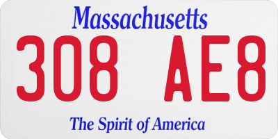 MA license plate 308AE8