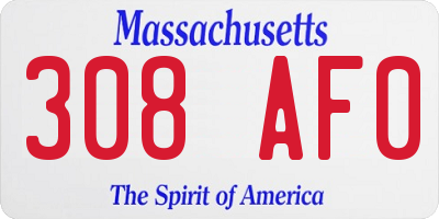 MA license plate 308AF0