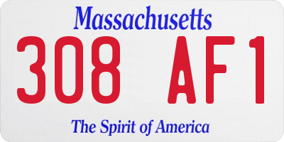 MA license plate 308AF1