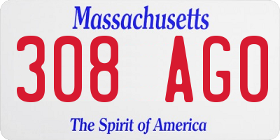MA license plate 308AG0