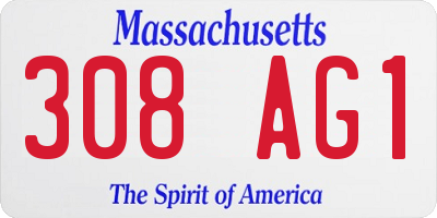 MA license plate 308AG1
