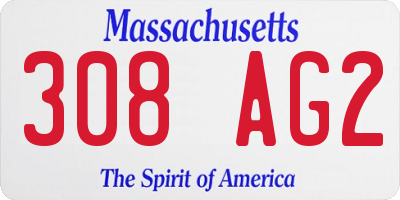 MA license plate 308AG2