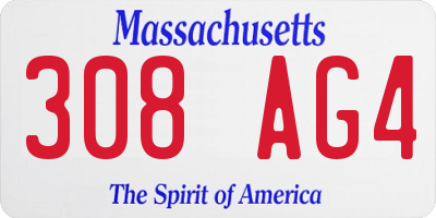 MA license plate 308AG4