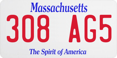 MA license plate 308AG5