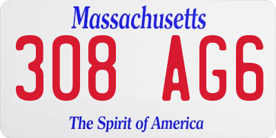 MA license plate 308AG6