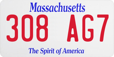 MA license plate 308AG7