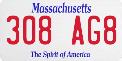 MA license plate 308AG8