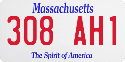 MA license plate 308AH1
