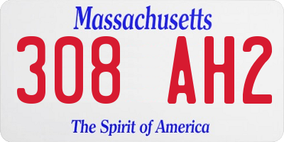 MA license plate 308AH2