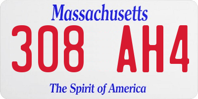 MA license plate 308AH4