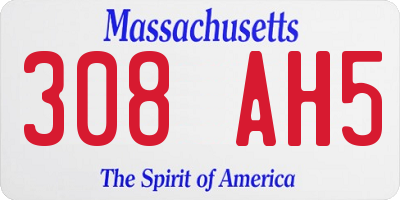 MA license plate 308AH5