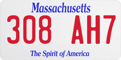 MA license plate 308AH7