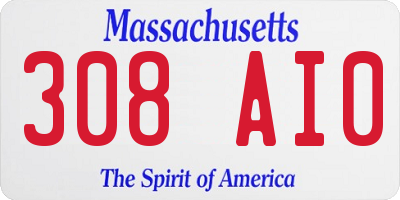 MA license plate 308AI0