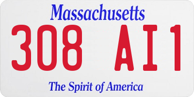 MA license plate 308AI1
