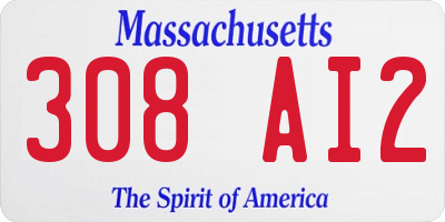 MA license plate 308AI2