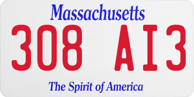 MA license plate 308AI3