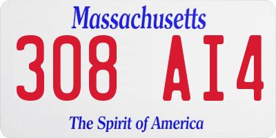 MA license plate 308AI4