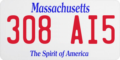 MA license plate 308AI5