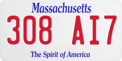 MA license plate 308AI7