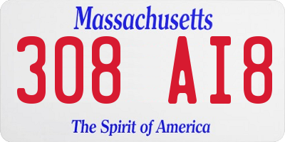 MA license plate 308AI8