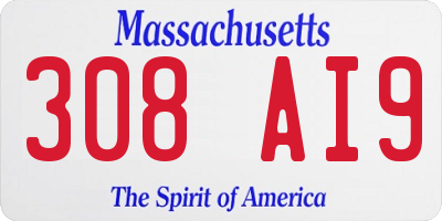 MA license plate 308AI9