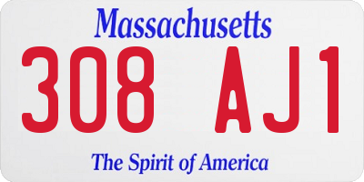 MA license plate 308AJ1