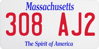 MA license plate 308AJ2