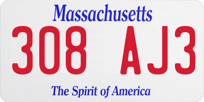 MA license plate 308AJ3