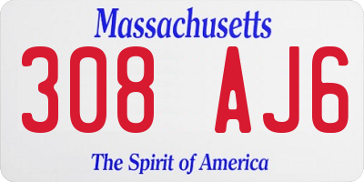 MA license plate 308AJ6