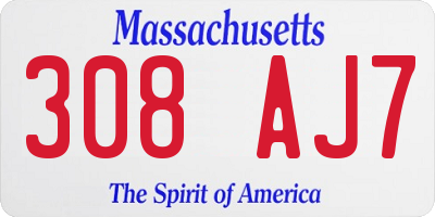 MA license plate 308AJ7