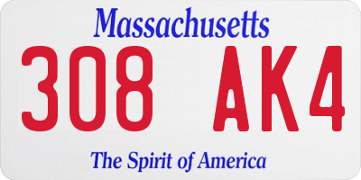 MA license plate 308AK4