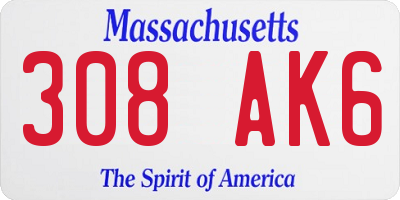 MA license plate 308AK6