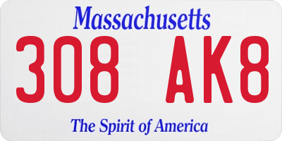 MA license plate 308AK8