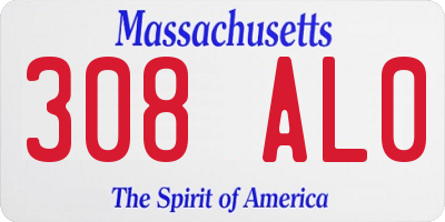 MA license plate 308AL0