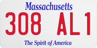 MA license plate 308AL1