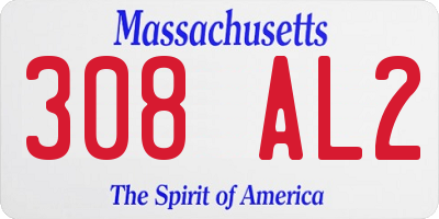 MA license plate 308AL2