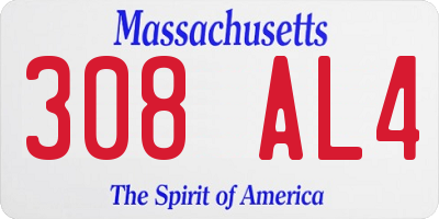 MA license plate 308AL4