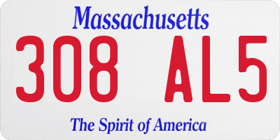 MA license plate 308AL5