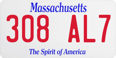 MA license plate 308AL7