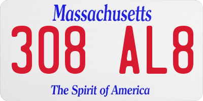 MA license plate 308AL8