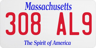 MA license plate 308AL9