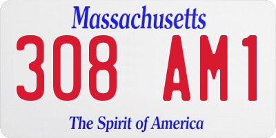 MA license plate 308AM1