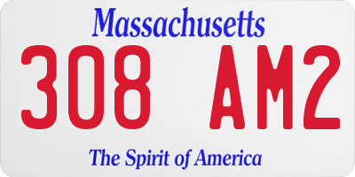 MA license plate 308AM2