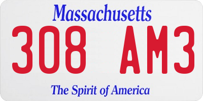 MA license plate 308AM3