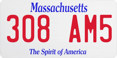 MA license plate 308AM5