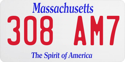 MA license plate 308AM7