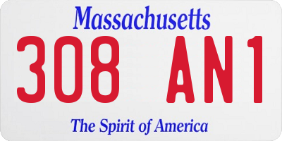 MA license plate 308AN1