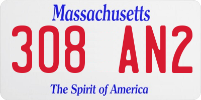 MA license plate 308AN2